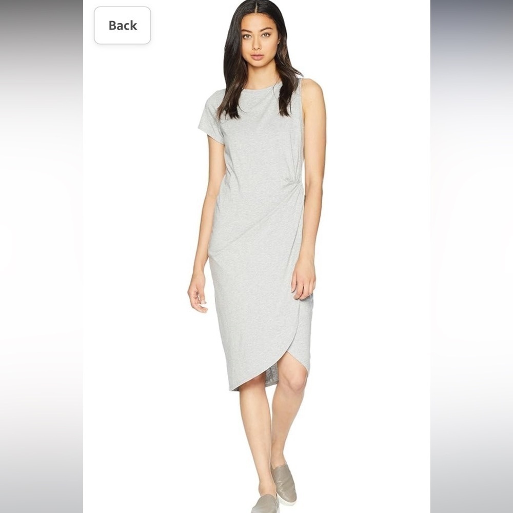 Sanctuary Salma Asymmetrical one cap sleeve gathered side dress Sz‎ S gray